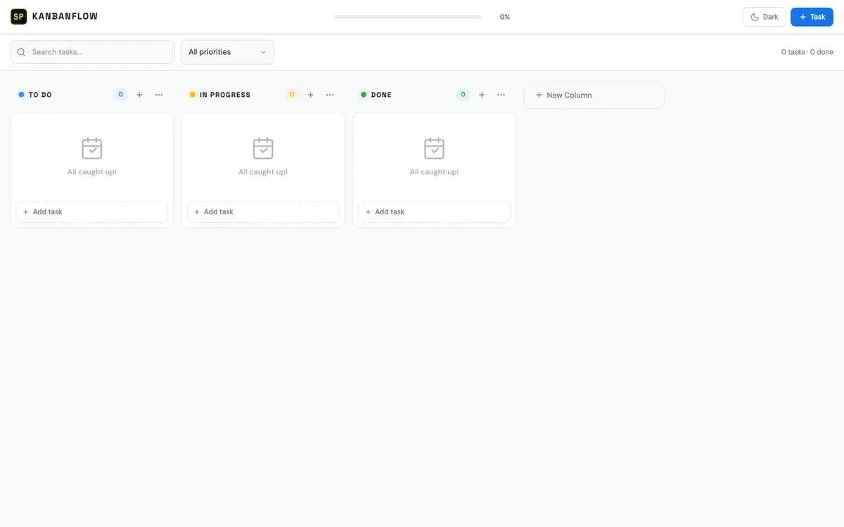 KanbanFlow homepage